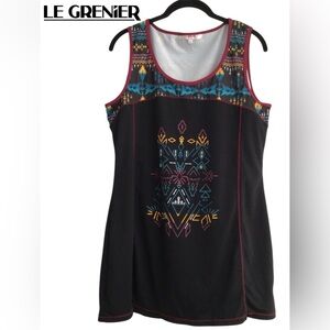 💜LE GRENIER Black Tribal Print Sleeveless Tank Top